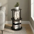thumbnail image 2 of Furinno TURN-N-TUBE Side Table, 3-Tier Round End Table, Half Round Top Panel Night Stand, Nightstand, Bedside Table with Open Shelf, for Living Room, Bedroom, Black Espresso, 2 of 5