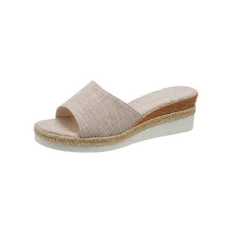 

Womens Wedge Sandals Indoor Soft Comfort Platform Slippers Sandals Flip Flops Beach Slip On Slide Sandals Slipper