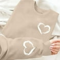 thumbnail image 3 of Valentine's Day Clothes Womens Love Heart Printed Crewneck Sweatshirts Loose Casual Long Sleeve Pullover Tops (L, Khaki #C), 3 of 7