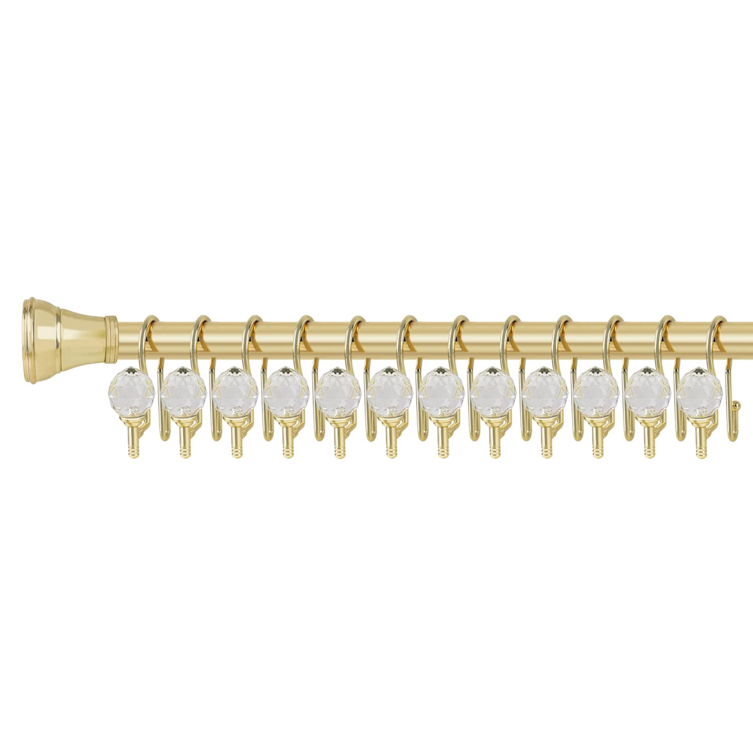Utopia Alley  Rustproof Zinc Double Shower Curtain Hooks for Bathroom, Crystal Design, Set of 12 Gold