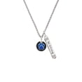 thumbnail image 2 of Delight Jewelry Silvertone Navy Blue Paw on Black Disc Silvertone Be Strong and Courageous Bar Charm Necklace, 23", 2 of 4