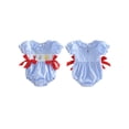 thumbnail image 2 of BemeyourBBs Newborn Baby Girl Summer Clothes Infant Baby Girl Caryfish Outfit Plaid Smoked Bubble Romper Lobster Embroidery Ruffles Short Sleeve Bodysuits Jumpsuits Playsuit, 2 of 9