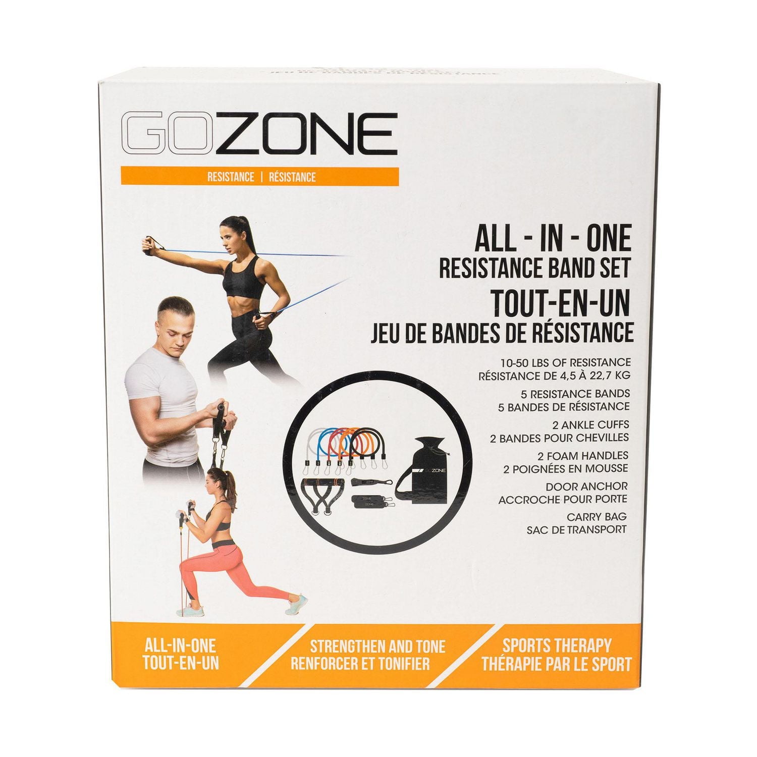 Jeu de tubes élastiques tout-en-un GoZone – Multicolore Bandes pour chevilles incluses