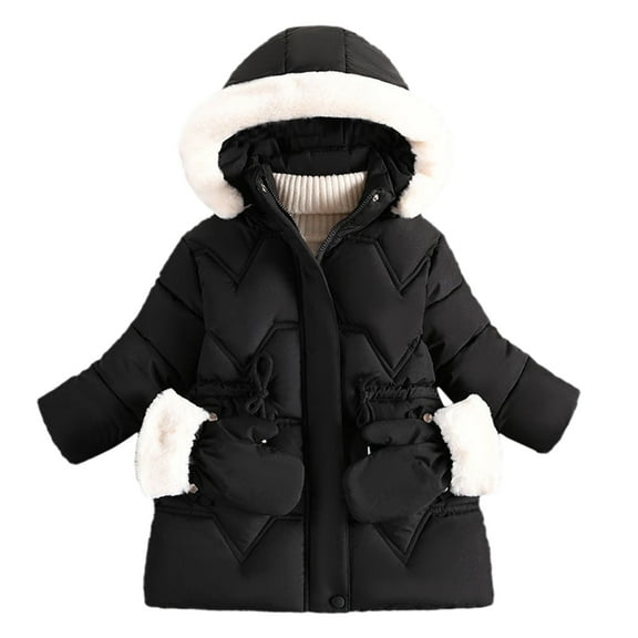 Shadoumai Back To School Girls Winter Snow Coat Padded Jacket Warm Outwear For Kids Child Outerwear Windproof Insulated Hooded Coat