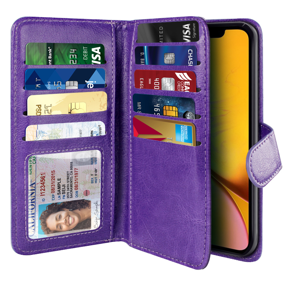 NEXTKIN Multi Card Slots Double Flap Wallet Pouch Case for Apple iPhone