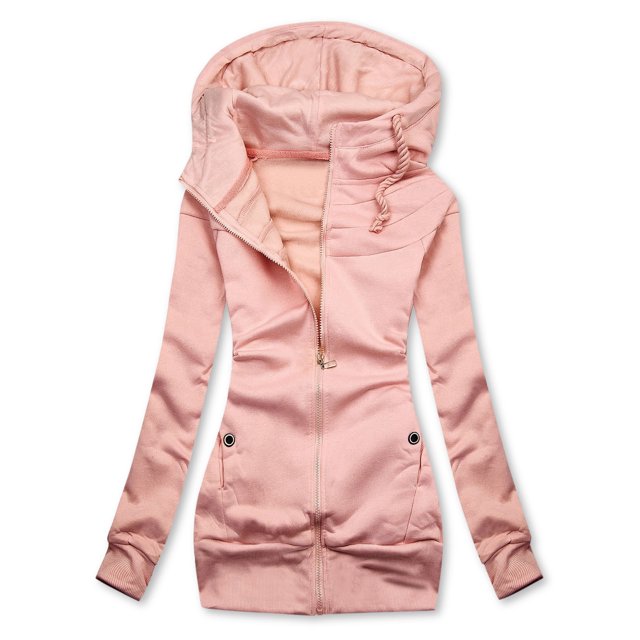 Meichang Chandails à Capuche pour Femmes Veste Coupe Ajustée Col Roulé à Fermeture Éclair Manteau Léger Longs Chandails à Capuche Tuniques Hauts avec Poches