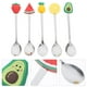 thumbnail image 5 of Juego de 5 cucharas de acero inoxidable para fruta, postre y pastel con adorno de fruta., 5 of 7