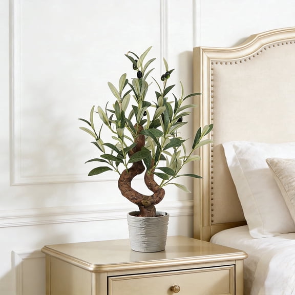 TOARTi Olive Bonsai Tree Faux Fruit Potted Plant Handmade For Tabletop Desk Office Kitchen Living Room Bedroom 1.7 ft