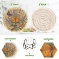 thumbnail image 6 of 6 Pcs Drink Coasters with Holder 3.94in Woven Coasters for Drinks Butterflies and Lavender Pattern Coaster Set for Protection Table, 6 of 7