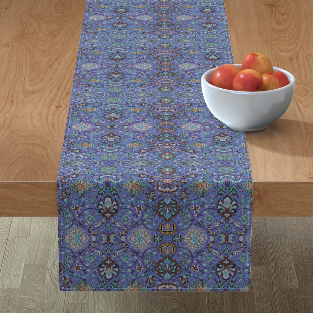 Table Runner Ottoman Turkish Damask Persian Victorian Blue Cobalt ...