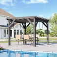 thumbnail image 7 of EastVita 10x12 Ft Outdoor Spruce Wood Wooden Gazebo Pergola with Canopy Installation Kit Quality Support Structure Wind Snow Resistant Modern Outdoor Extendable Pavilion for Decks Porches Vines, 7 of 7