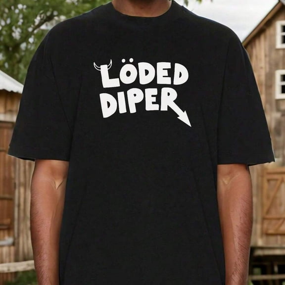 Loded Diper T-Shirt - Diary Of A  Kid Inspired, Vintage Look, Cotton Tee With Rodrick Rules Print, Ia Lot Of Gift For Him Or Her, Hine Washable, Black With White Text, Cute TshirtRelaxed Fit Casual T