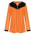 thumbnail image 4 of DPTALR Women Long Sleeved V-neck Button Pleated Top Multi Color Patchwork Top T-shirt, 4 of 6