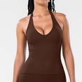 thumbnail image 3 of Pounoo Womens Halter Tank Tops Halter Neck V Neck Solid Color Yoga Fitness Casual Outings Tops Camis Tanks Gift, 3 of 9