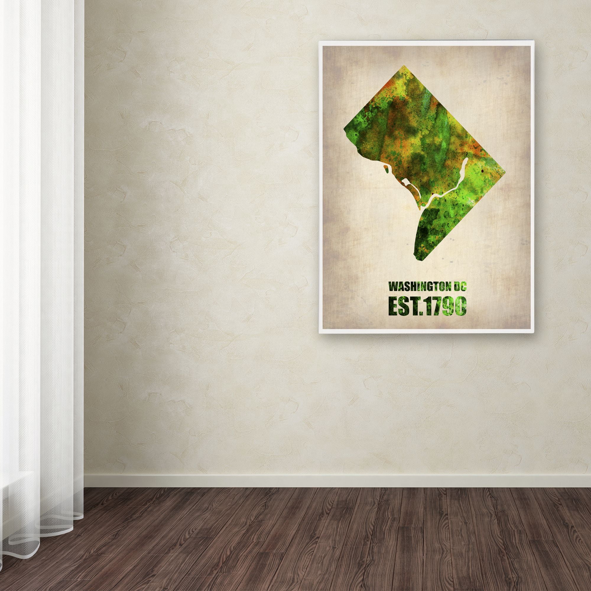 Trademark Fine Art "Washington D.C. Watercolor Map" Canvas Art by Naxart