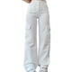 thumbnail image 1 of Pantalones de Mujer con Múltiples Bolsillos Ajuste Relajado Pierna Ancha Recta Cintura Media Pantalones Informales de Calle Blanco XXL, 1 of 5