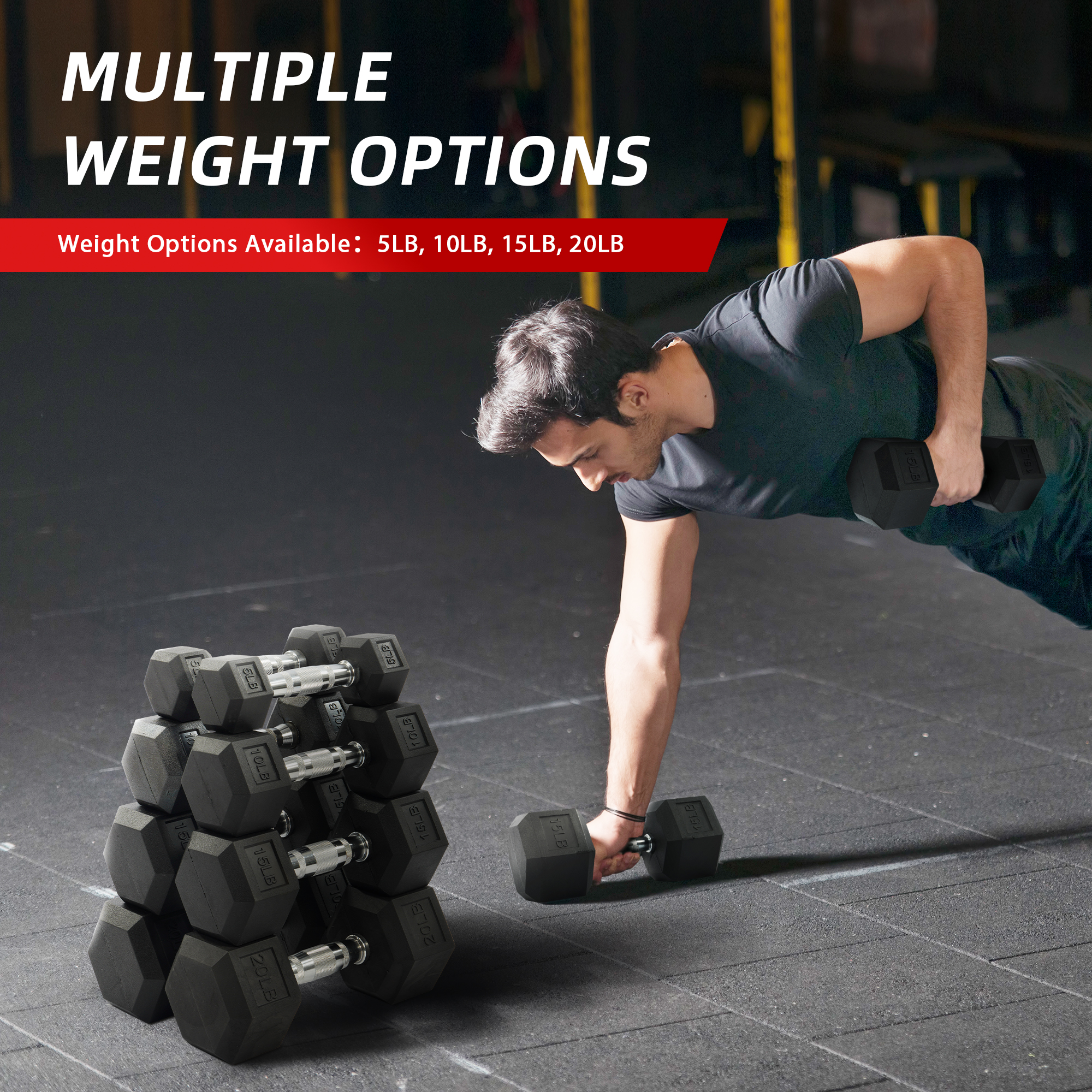 BalanceFrom Rubber Dumbbell Set – 5, 10, 15 & 20 lb Pairs photo 7