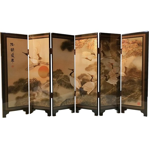 Home Decorations 6 Panel Divider Mini Folding Screen Chinese Glassware Desktop Mini Screen Feng Shui Ornaments Oriental Gift Business Gift