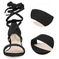 thumbnail image 2 of Unique Bargains Women's Open Toe Lace Up Mid Chunky Heeled Sandals, 2 of 7