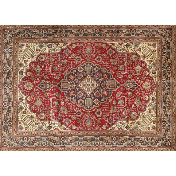 Ahgly Company Indoor Rectangle Traditional Red Medallion Area Rugs, Swatch Sample