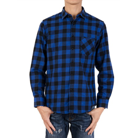 SAYFUT Plaid Button Up Shirt Faded Glory Men Flannel Shirt Button Down Long Sleeve Big and Tall L-4XL Plaid