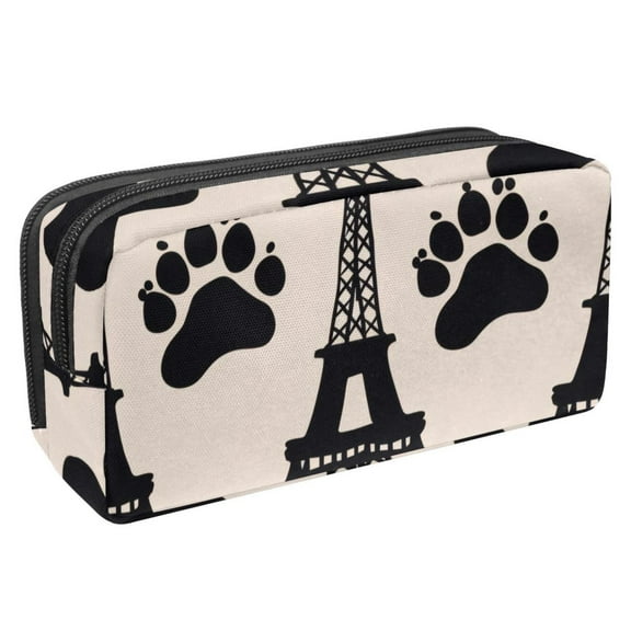 MUOOUM Pencil Case, Eiffel Tower Animal Paws Large Capacity Pencil Pouch Stationery Pen Bag