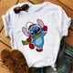 thumbnail image 3 of Camiseta divertida de Navidad Kawaii Lilo Stitch para mujer, camiseta de manga linda de Stitch, camiseta gráfica Y2k, camisetas de calle, camisetas para mujer, 3 of 5