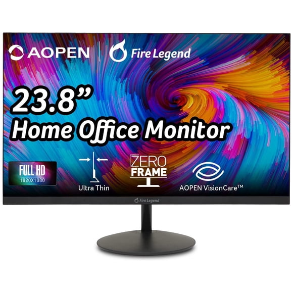 Monitor VA AOPEN 23.8 Pulgadas Full HD Ultra Delgado ZeroFrame AMD FreeSync 75Hz para Hogar u Oficin