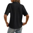 thumbnail image 6 of Womens Work T Shirts Tops Collared Solid Color Knit Pullover Loose Short Sleeved Boho Shirts, 6 of 9