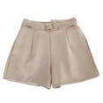 thumbnail image 2 of uublik Shorts Women Super Soft Drawstring Chiffon Straight Pants Beige, 2 of 3