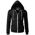 thumbnail image 2 of H2H Mens Casual Slim Fit Long Sleeve Lightweight Zip-up Hoodie With Kanga Pocket (CMOHOL048), 2 of 6