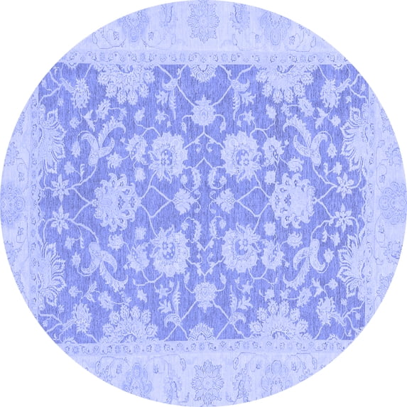 Ahgly Company Indoor Round Oriental Blue Traditional Area Rugs, 6' Round