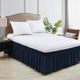 thumbnail image 2 of HNB Store Wrap Around Bed Skirt 11" inch Drop Easy Care Microfiber Bedskirts (Short-Queen-Navy Blue), 2 of 6