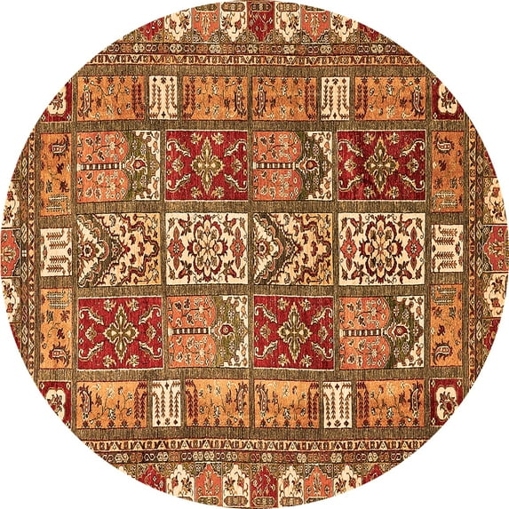 Ahgly Company Indoor Round Abstract Orange Modern Area Rugs, 6' Round