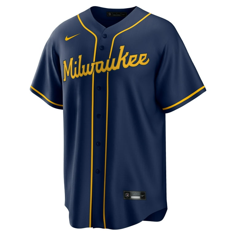 Nike Men's Milwaukee Brewers Navy Alternate Replica Team Jersey