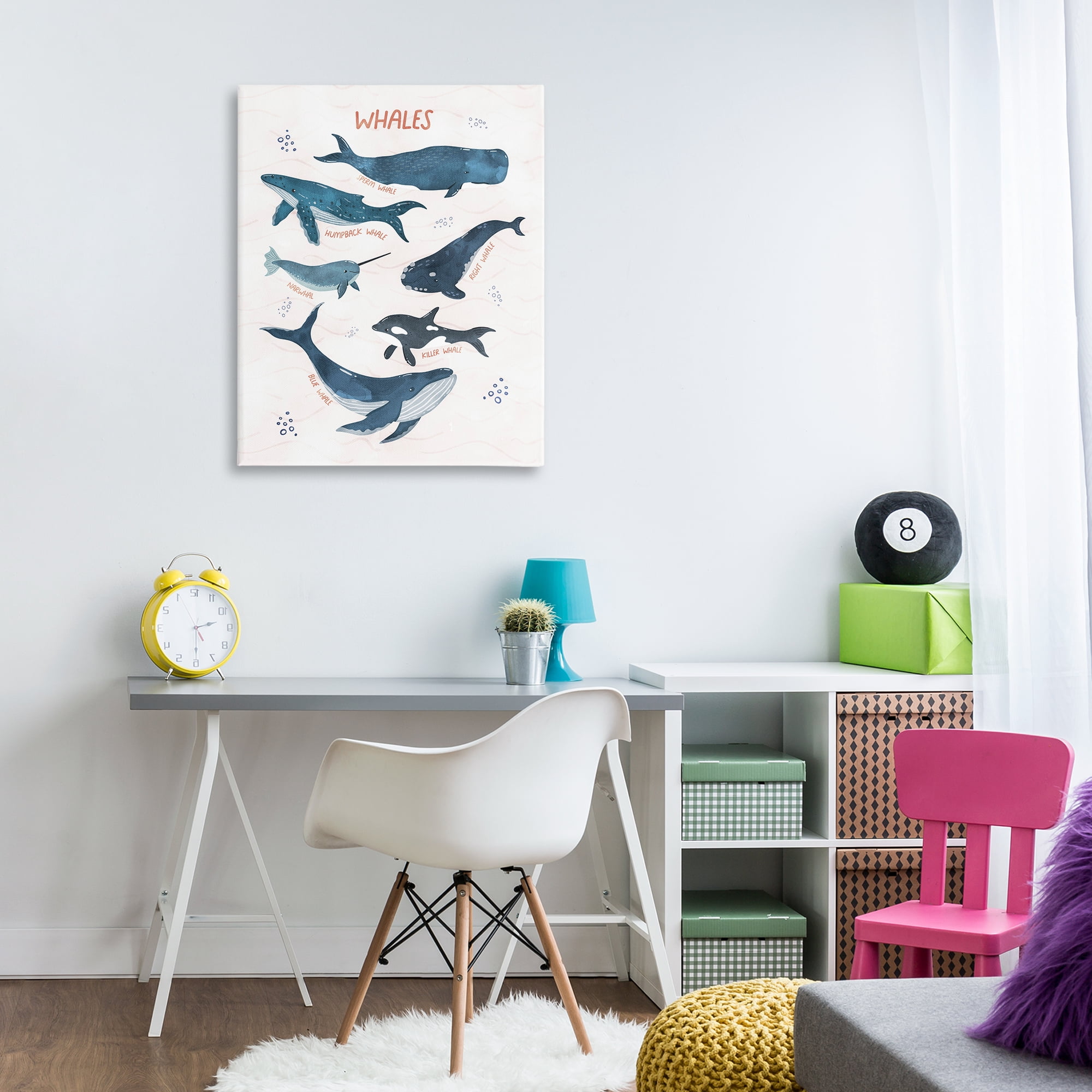 Stupell Industries Whales of the World Animals & Insects Painting Gallery Wrapped Canvas Art Print Wall Art, 30 x 40