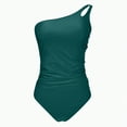thumbnail image 5 of Hessimy One Shoulder One Piece Swimsuit for Women Tummy Control Bathing Suits Modest Full Coverage Keyhole Swimwear(Green,S), 5 of 8