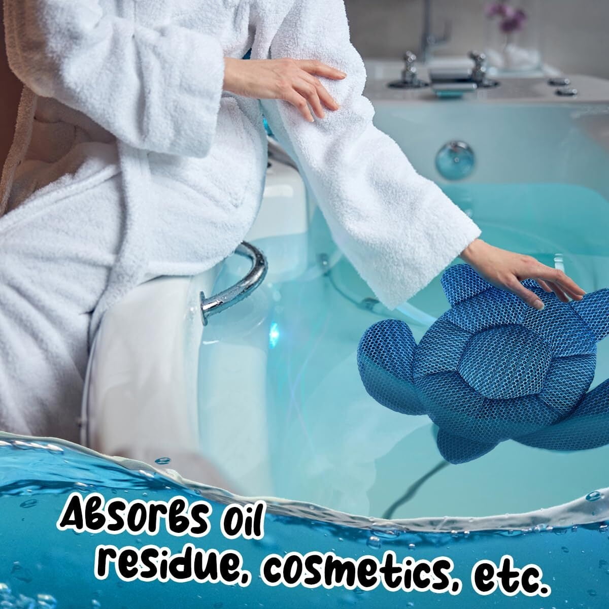 Hot Tub Scum Absorber, Scum Turtle Hot Tub Cleaner Hot Tub Accessories 2 Pack Hot Tub Sponge for Scum Reusable Spa & Pool Cleaner Hot Tub Oil Absorbing Scum Absorber Keeps Water Clean