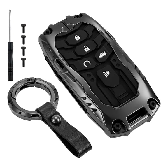 Car Key Fob Cover Zinc Alloy Silicone Double Layer Protector Luminous Buttons Key Case Fit 2022 To 2026 Vehicle Models with Installation Accessories