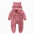 thumbnail image 4 of Baby Boy Winter Clothes Newborn Infant Baby Boys Girls Snowsuit Winter Coat Solid Bear Warm Fleece Hooded Footed Romper Jumpsuit Outfits 0-12 Months, 4 of 5