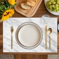 thumbnail image 4 of Marble Placemats Set of 6, Modern Grey White Rock Monochrome Simple Placemats for Dining Table, Place Mats for Kitchen Tabletop, Waterproof Wipeable Dining Table Mats Set, 4 of 9