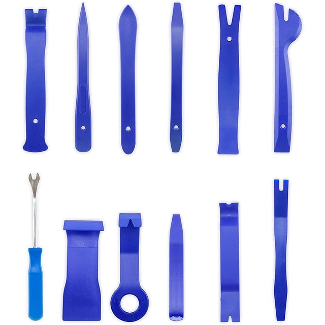 Kits de 12 piezas para extracción automática de molduras en azul, kits de herramientas para la instalación de radios de coche, kit para extracción de tapicería de la palanca de cambios