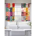 thumbnail image 6 of Spring Floral Semi Sheer Curtains 54 Inch Length 2 Panels Set, Vintage Plaid Summer Botanical Colorful Sheer Kitchen Curtain Privacy Voile Window Curtain for Living Room Bedroom Rod Pocket Drapes, 6 of 7