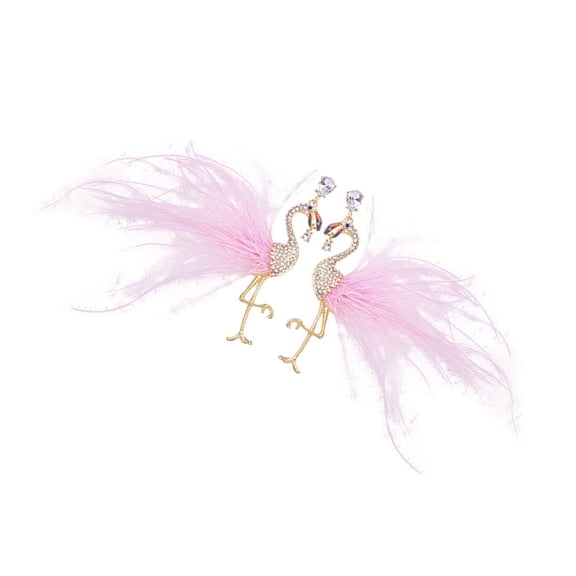 Gieenan Stylish Flamingo Studs Earrings Feathers Detailing Alloy Fashion Accessory