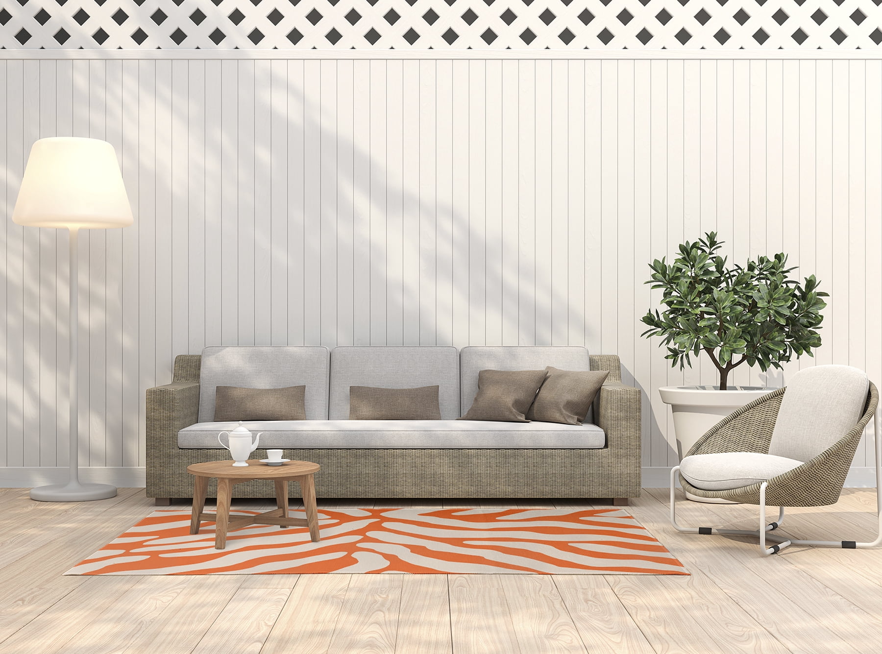 Simply Daisy 5' x 7' Blood Orange Animal Stripe Spring Chenille Indoor/Outdoor Rug