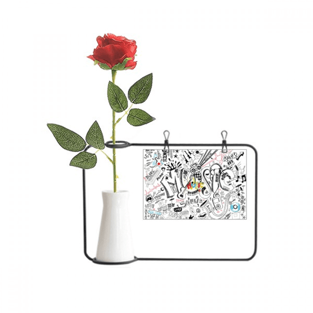Graffiti Street Culture Music Sound Volume Artificial Rose Flower Hanging Vases Decoration Bottle