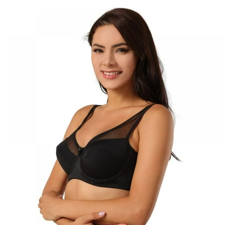 

KOERIM Women s Lightly Padded Underwire Lace Bra with Padded Mesh Shoulder Straps 3Pack/Black