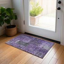 Addison Rugs Chantille Indoor/Outdoor Transitional Patchwork Eggplant Washable Rectangle Rug, 1'8" x 2'6"