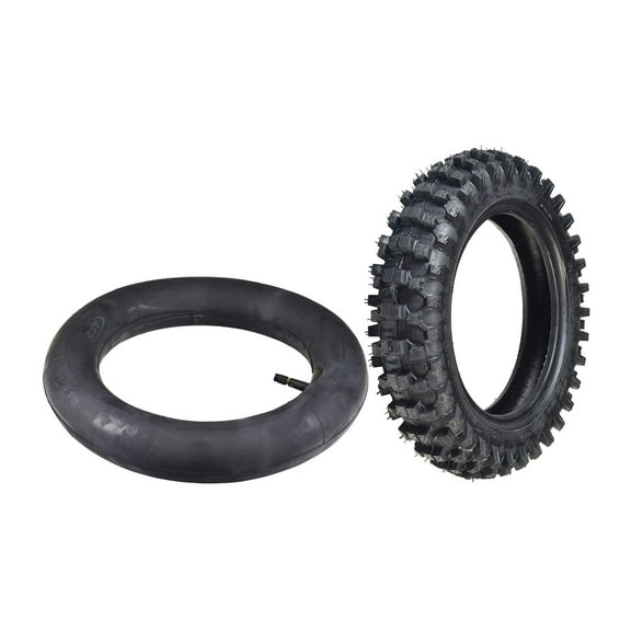 AlveyTech 3.00-10 Tube and Tire Kit for Dirt Bikes (Set of 2 with Straight Valves) - Replacement Bundle for Coolster, Baja, Pit Pocket Mini Bike, Directional Knobby Tread, Pneumatic Rubber Tires