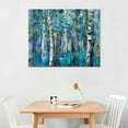 thumbnail image 2 of Creowell  Blue Tree Canvas Wall Art Forest Landscape Picture Modern Birch Trees Nature Teal Abstract Painting Artwork,  for Home Office Living Room Bedroom Bathroom Wall Decor 20x16 in/16x12 in, 2 of 6